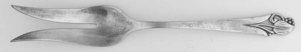 Woodlily (Sterling, 1945, Glossy) Large Solid Cold Meat Serving Fork