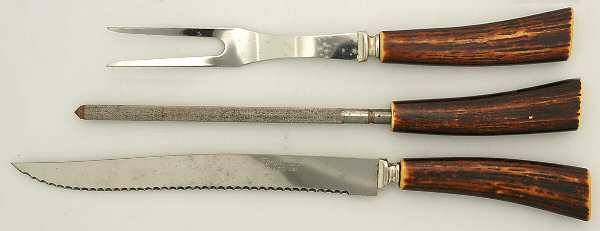 Stainless Flatware Small Steak 3-Piece Carving Set with Stainless Blade
