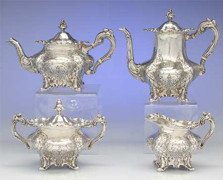 2830 (Sterling, Hollowware) 4 Piece Tea Set (SCP, STP, SCR, SSU)