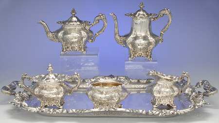 2830 (Sterling, Hollowware) 6 Piece Tea Set (SCP, STP, SCR, SSU, SWB, WTL)