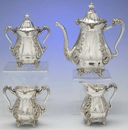 227 (Silverplate, Hollowware) 4-Piece Coffee Set (CP, Cr, Su & Waste)