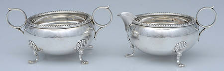 410 (Sterling, Hollowware) Creamer & Open Sugar Set