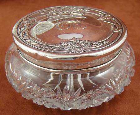 2978 (Sterling, Hollowware) Powder Jar, Crystal Bowl and Sterling Lid by Foster & Bailey