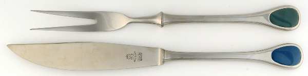 Happy Day-Dark Green (Stainless) Small Stainless Blade 2-Piece Steak Carving Set