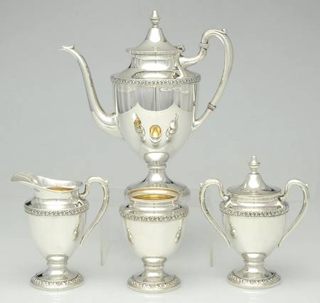 402 (Sterling, Hollowware) 4 Piece Coffee Set (SCP, SCR, SSU, SWB)