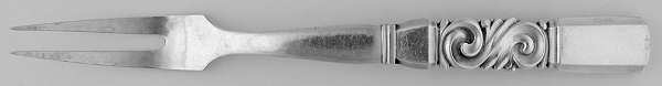 Scroll (Sterling, 1927) Large 2-Tine Cold Meat Serving Fork