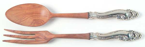 Decor (Sterling, 1953, No Monograms) Wooden Bowl 2-Piece Salad Set