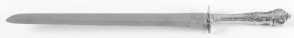 Fleury (Sterling, 1909, No Monograms) Large Carving/Roast Knife StnlBl w/Sterling Guard