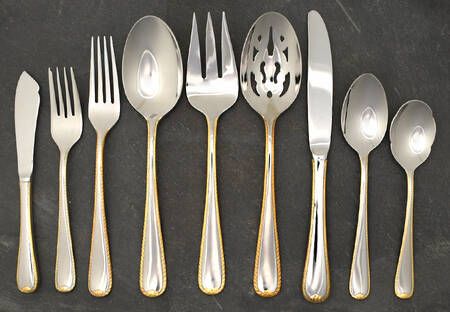 Golden Ribbon Edge (Stainless, Gold Accent) 45 Piece Starter Set