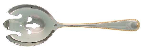Golden Ribbon Edge (Stainless, Gold Accent) Solid Salad Serving Fork