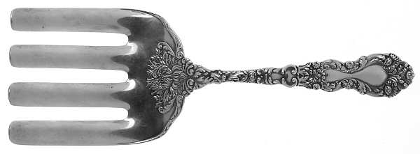 Imperial Chrysanthemum (Sterling, 1894, No Monos) Large Solid Asparagus Serving Fork