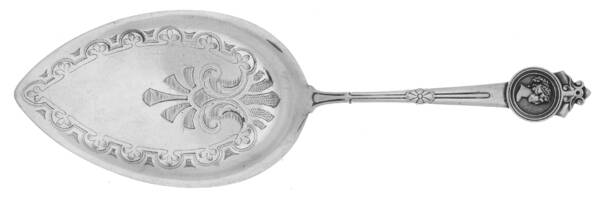 Medallion (Sterling, 1864) Large Solid Bright Cut Pie Knife by Gorham Silver