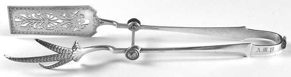 Medallion (Sterling, 1864) Solid Yoked Asparagus Tongs
