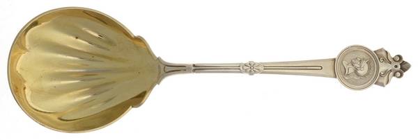 Medallion (Sterling, 1864) Large Solid Berry/Casserole Spoon by Gorham Silver