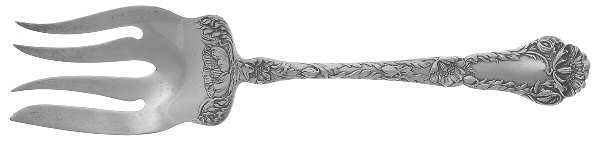 Poppy (Sterling, 1902) Large Solid Cold Meat Serving Fork by Gorham Silver
