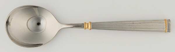 Acropole Dore (Stainless, Gold Acct) Round Bowl Soup Spoon (Gumbo)