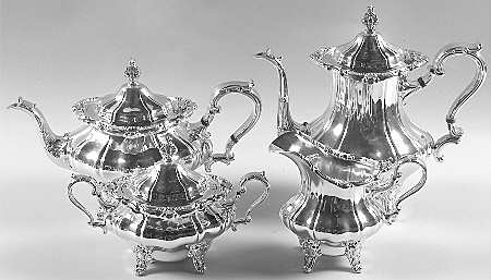 Strasbourg (Silverplate, Hollowware) (4 Piece) Silverplate Tea Set by Gorham Silver