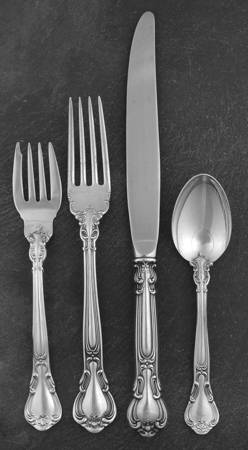 Chantilly (Sterling, 1950, "Gorham", No Monograms) 4 Piece Dinner Size Setting