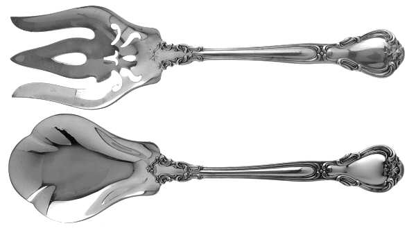 Chantilly (Sterling, 1950, "Gorham", No Monograms) (2 Pc) Solid Salad Set