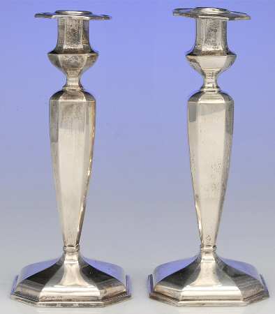 Fairfax (Sterling, Hollowware) Pair of 9" Weighted Candlesticks