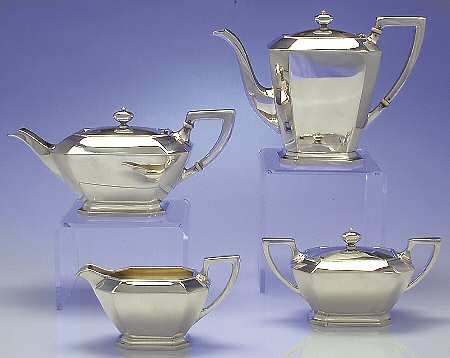 Fairfax (Sterling, Hollowware) 4 Piece Tea Set (SCP, STP, SCR, SSU)