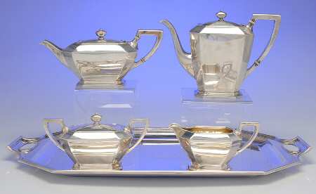 Fairfax (Sterling, Hollowware) 5 Piece Tea Set (SCP, STP, SCR, SSU, WTL)