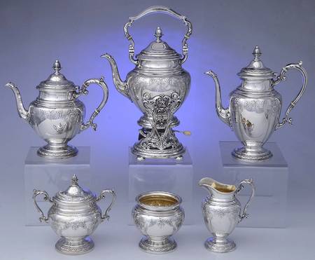 King Edward (Sterling, Hollowware) 6 Piece Tea Set (SCP, STP, SCR, SSU, SWB, SKES)