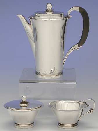 Pyramid (Sterling, 1927, Hollowware) 3-Piece Coffee Set with Coffee Pot