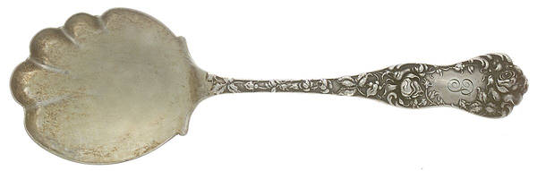 American Beauty (Sterling, 1896, Monograms) Solid Salad Serving Spoon