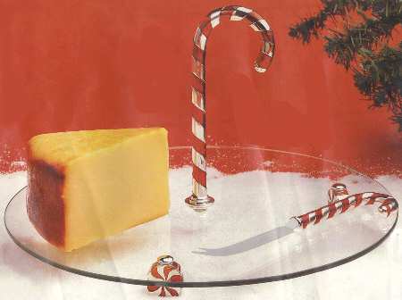 Candy Cane (Silverplate, Hollowware) Cheese Plate & Cheese Knife