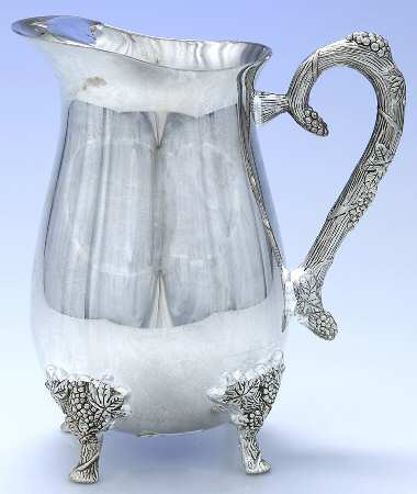 Grape (Silverplate, Hollowware) Plated Water Pitcher with Ice Lip