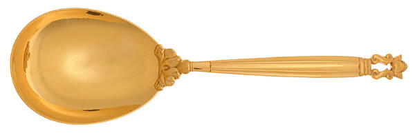Acorn-Gold Vermeil (Sterling) Large Solid Serving Spoon by Georg Jensen (Denmark)