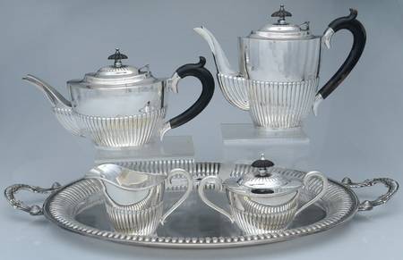GYSGYS1 (Sterling, Hollowware) 5 Piece Tea Set (SCP, STP, SCR, SSU, WTL) by Gearys