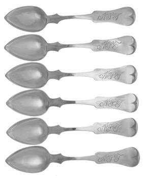 Coin Silver Flatware Teaspoon - Set of 6