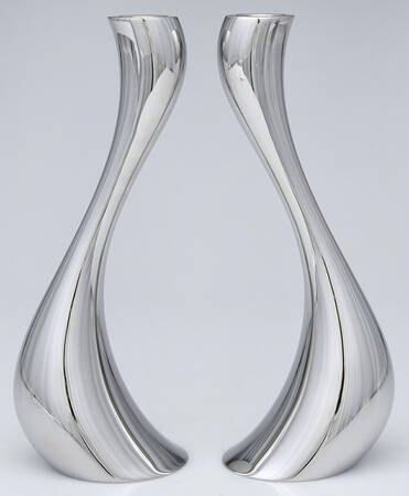 Cobra (Stainless, Hollowware) Pair of 9" Candlesticks