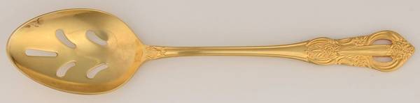 Princeton-Gold (Gold Electroplate) Pierced Tablespoon (Serving Spoon) by Hanford Forge