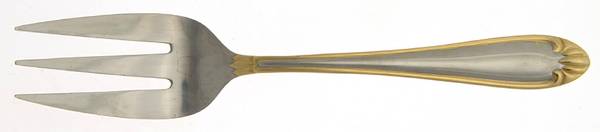 Abigail-Gold Accent (Stainless) Medium Solid Cold Meat Serving Fork