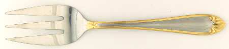 Abigail-Gold Accent (Stainless) Medium Solid Cold Meat Serving Fork