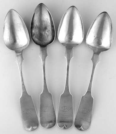 Coin Silver Flatware Dessert/Oval Soup Spoon - Set of 4 by Hildeburn & Bros.