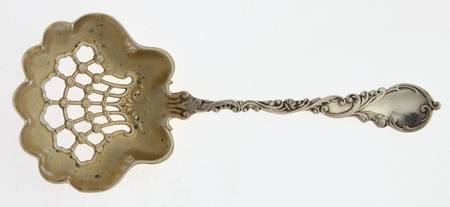 HCU6 (Sterling) Solid Bon Bon Spoon with Pierced Bowl by H H Curtis & Co