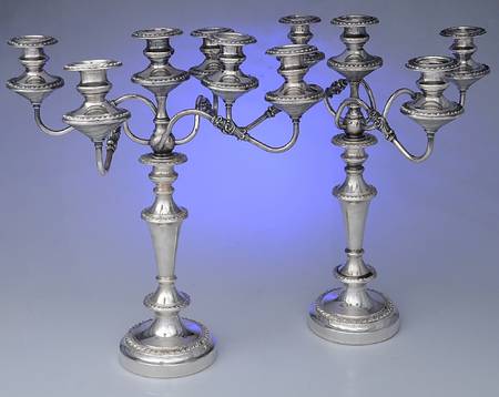 Silverplate Hollowware Pair of Large 5 Light Candelabras