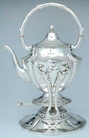 H0SH0S1 (Sterling, Hollowware) Kettle, Stand & Burner by Heather Silversmiths (Mexico)