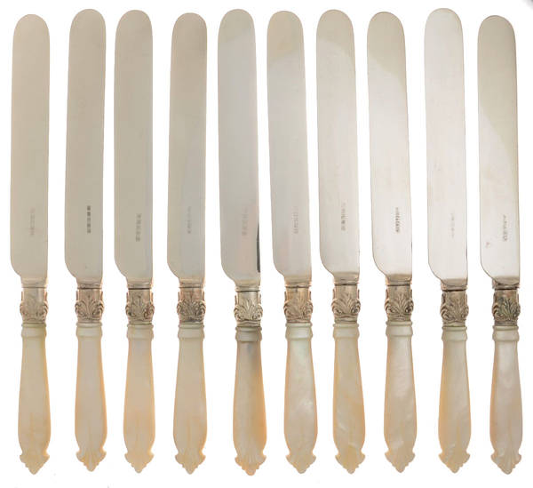 Pearl Handle 5 (Silverplate) (Set of 10) Blunt Hollow Knife by Harrison Bros & Howson