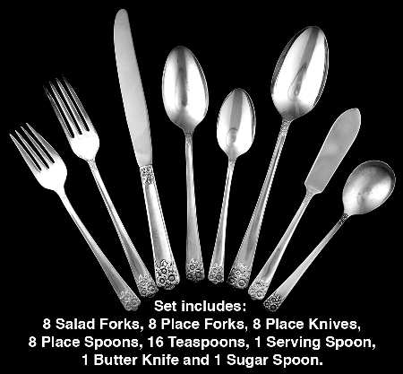 April (Silverplate, 1950) 51 Piece Set