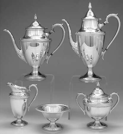 Castleton (Silverplate, Hollowware) 5-Piece Plated Tea Set (with Waste)