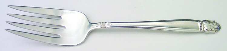 Danish Princess (Silverplate, 1938) Large Solid Cold Meat Serving Fork by International Silver