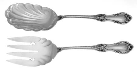 Wild Rose-New (Sterling, 1948, New, No Monos) (2 Pc) Solid Salad Set by International Silver