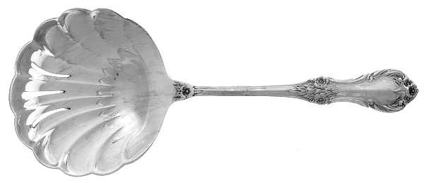 Wild Rose-New (Sterling, 1948, New, No Monos) Solid Bon Bon Spoon with Pierced Bowl
