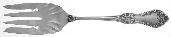 Wild Rose-New (Sterling, 1948, New, No Monos) Medium Solid Cold Meat Serving Fork by International Silver