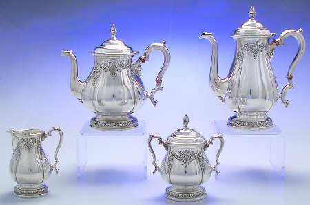 Prelude-Chased (Sterling Hollowware) 4 Piece Tea Set (SCP, STP, SCR, SSU)